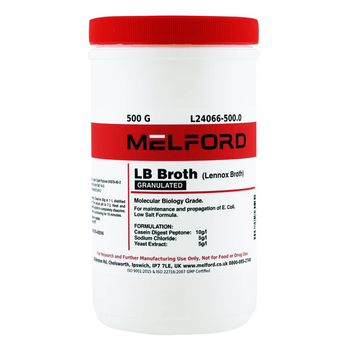 LB Broth, Granulated [Lennox Broth], 500 Grams