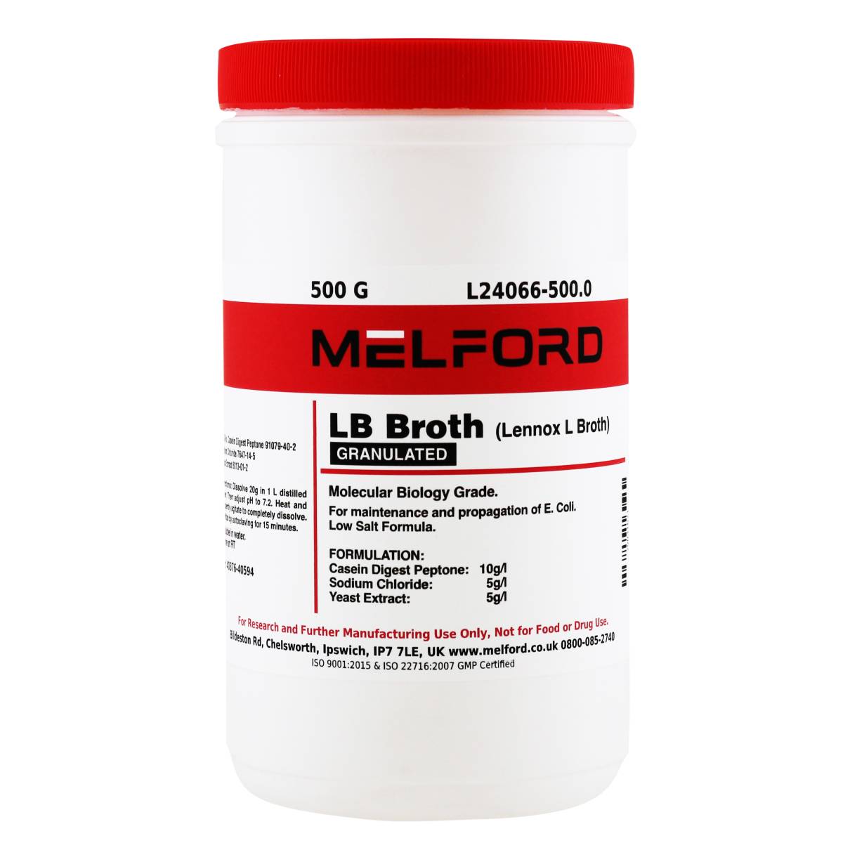 LB Broth, Granulated [Lennox L Broth], 500 Grams