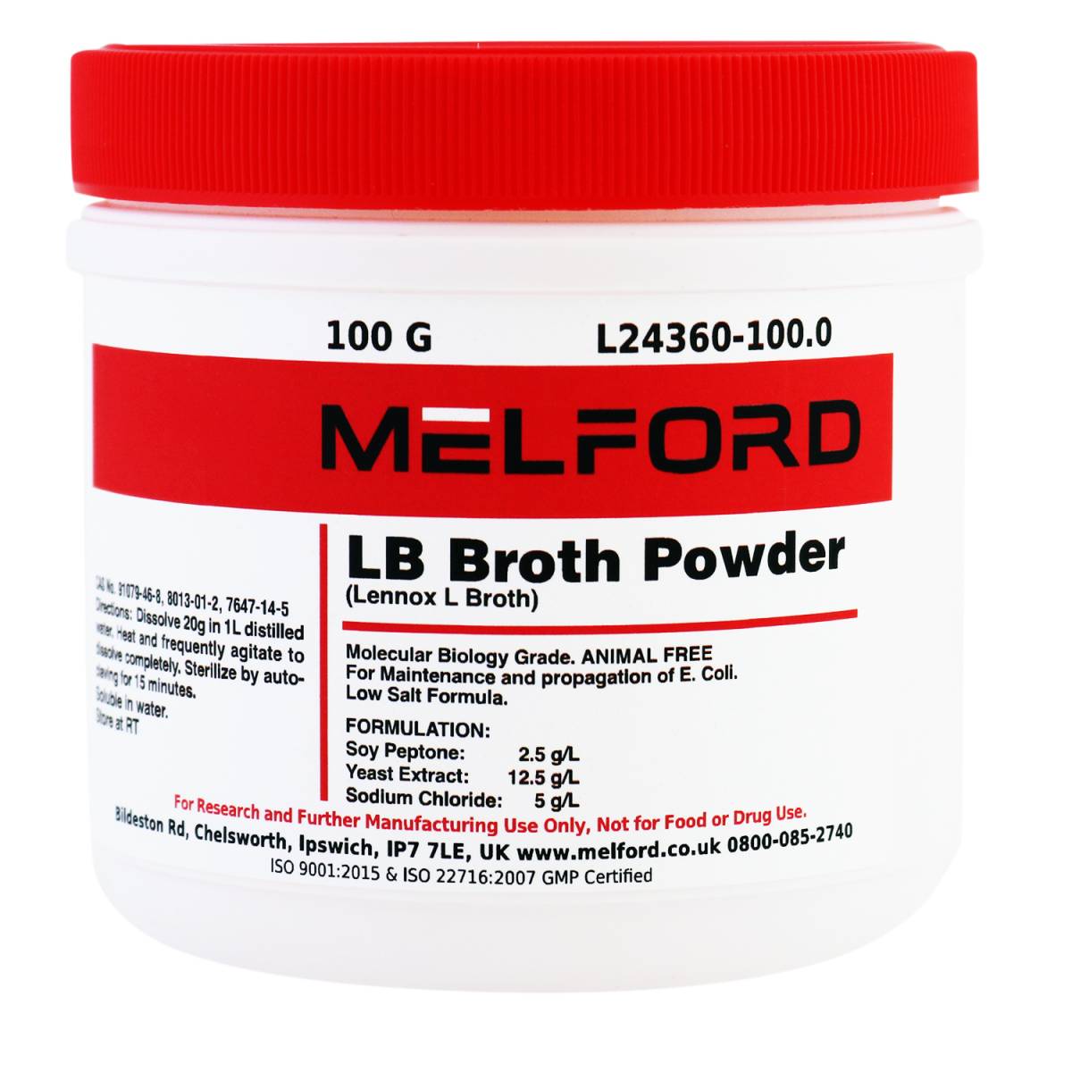 LB Broth (Lennox LB Broth)  Animal Free, Powder, 100 Grams