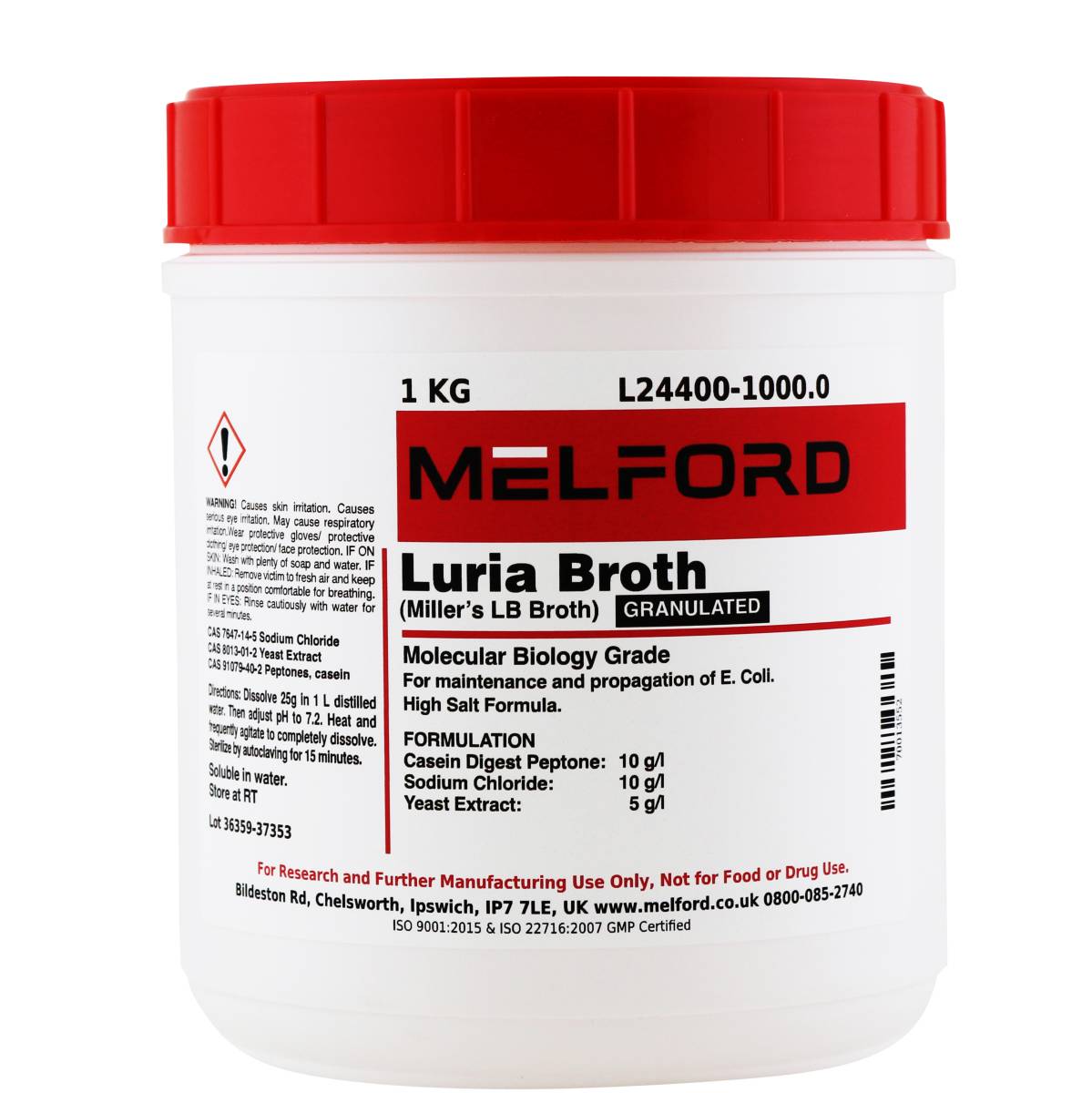 Luria Broth Granulated [Miller's LB Broth], 1 Kilogram