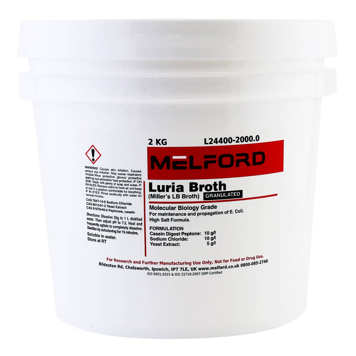 Luria Broth Granulated [Miller's LB Broth], 2 Kilogram