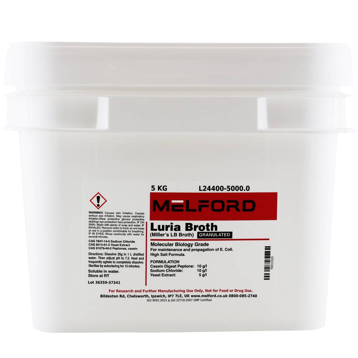 Luria Broth Granulated [Miller's LB Broth], 5 Kilograms