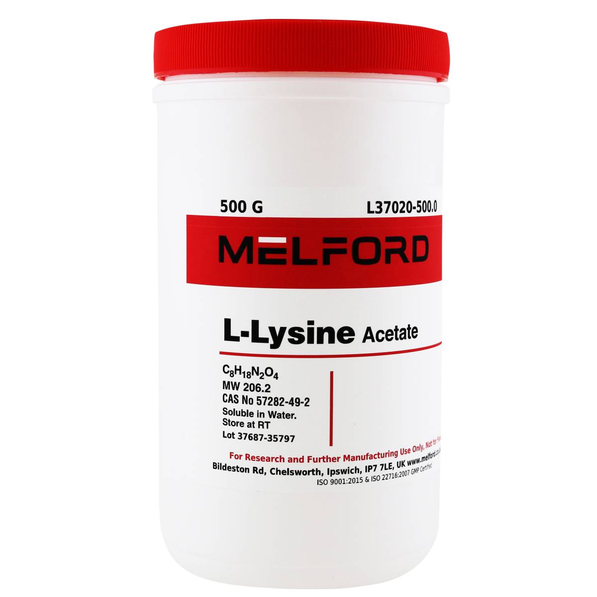 L-Lysine Acetate, 500 Grams