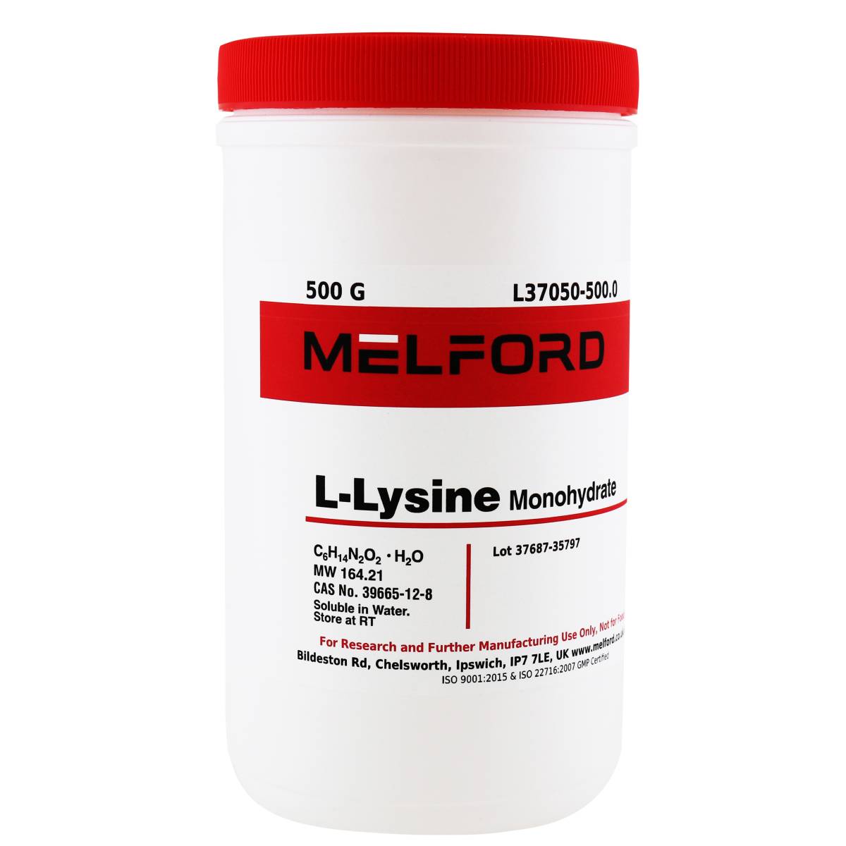 L-Lysine Monohydrate, 500 Grams