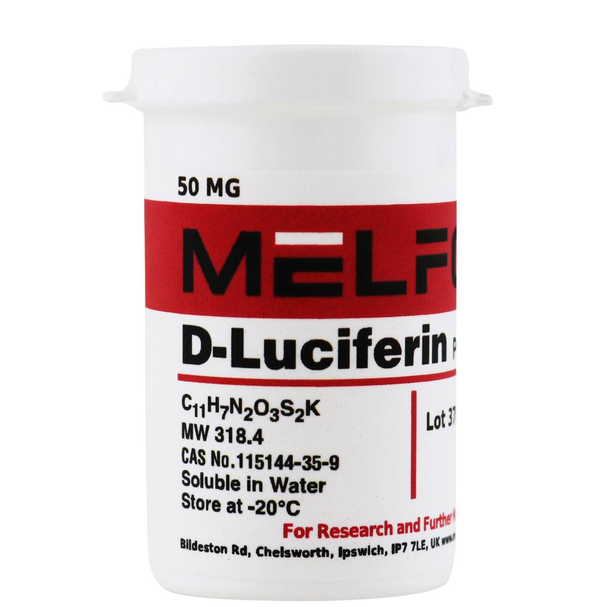 D-Luciferin Potassium Salt [4,5-Dihydro-2-(6-hydroxy-2-benzothiazolyl)-4-thiazolecarboxylic acid, potassium salt], 50 Milligrams