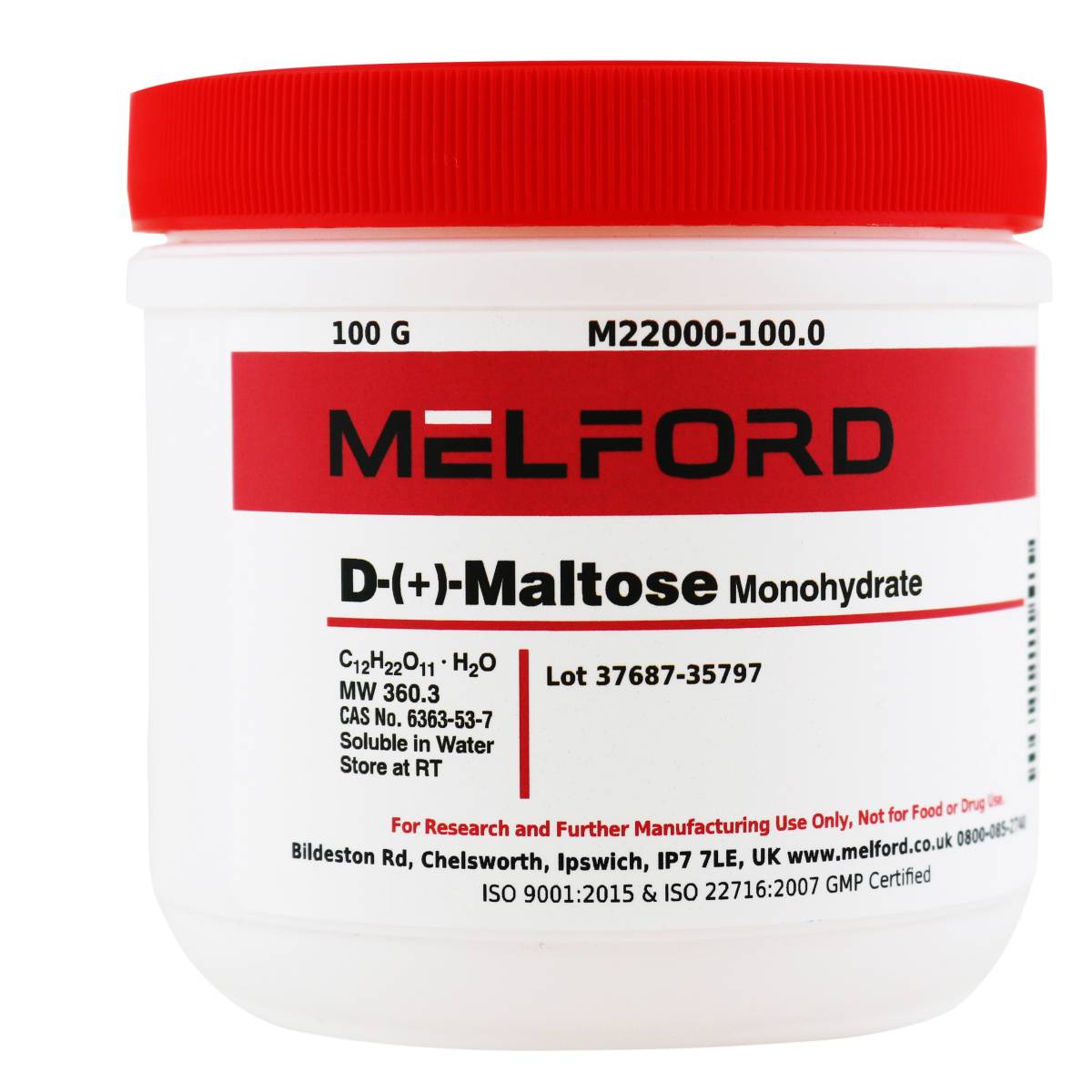 D-(+)-Maltose Monohydrate, 100 Grams