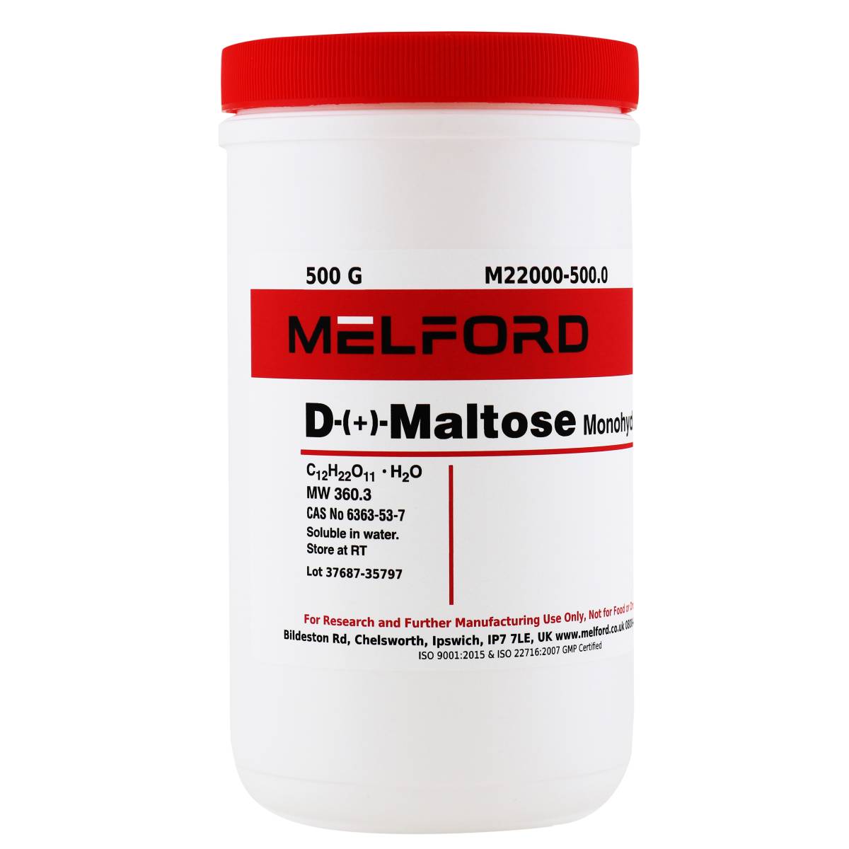 D-(+)-Maltose Monohydrate, 500 Grams