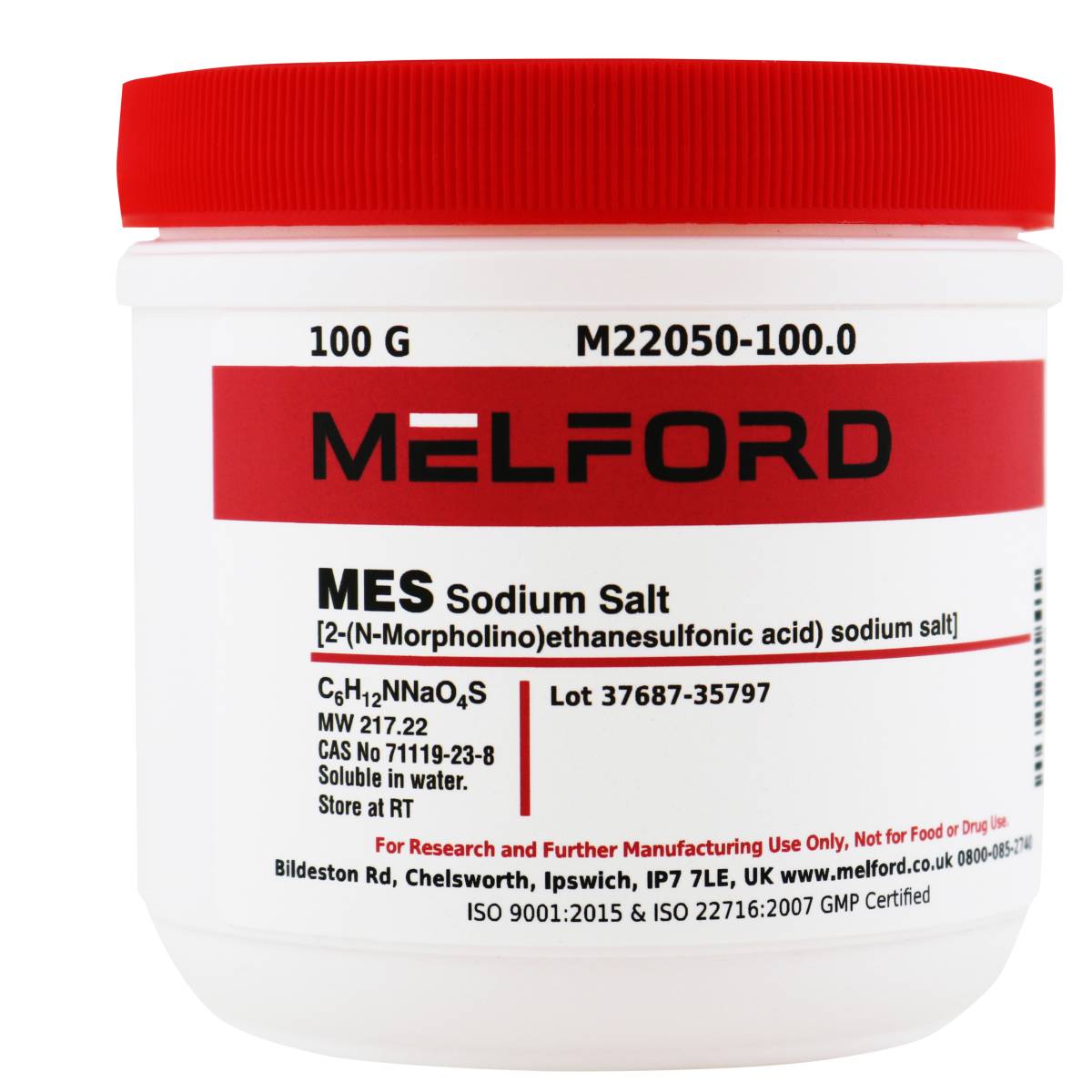 MES Sodium Salt [2-(N-Morpholino)ethanesulfonic acid] sodium salt, 100 Grams