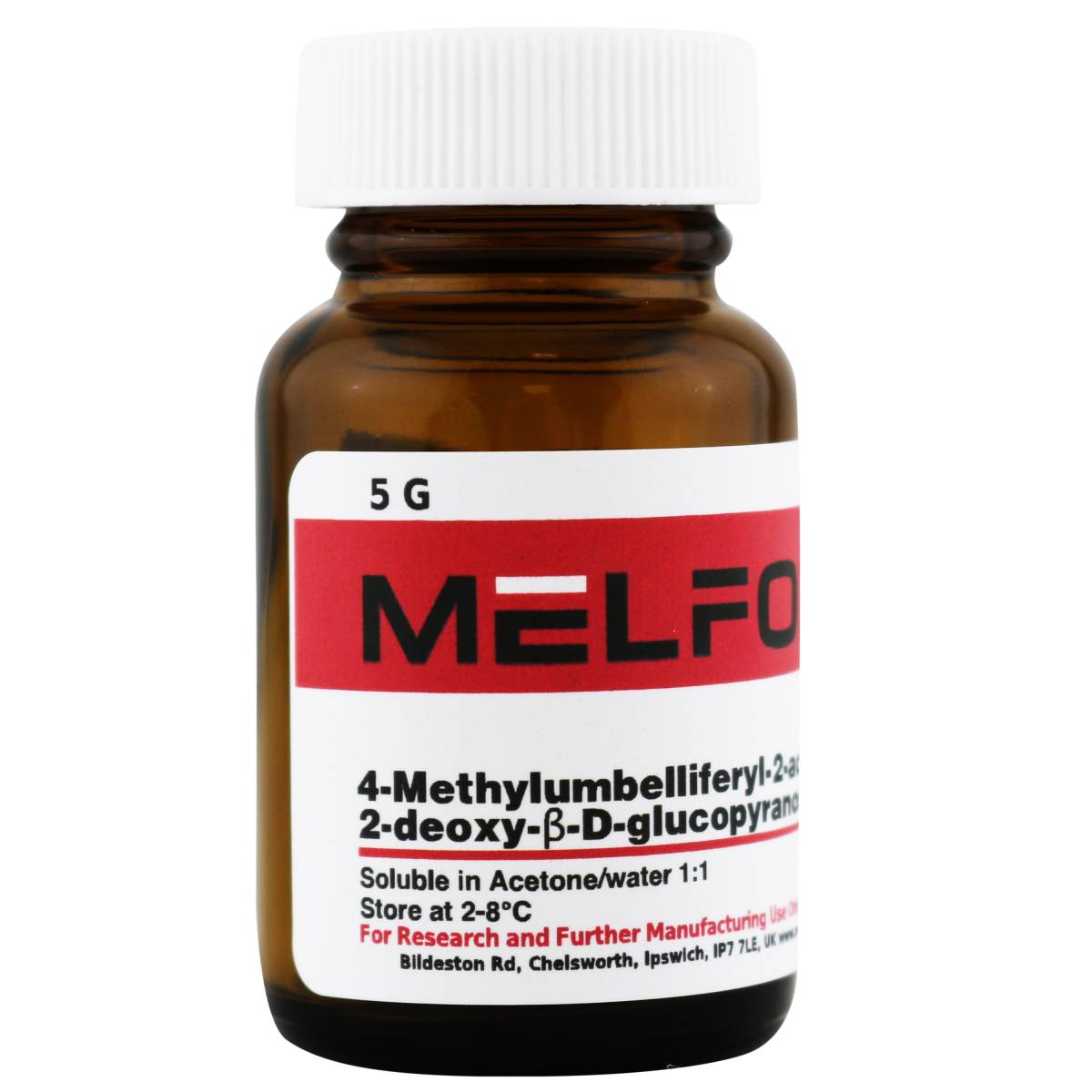 4-Methylumbelliferyl-2-acetamido-2-deoxy-B-D-glucopyranoside [4-Methylumbelliferyl-N-acetyl-B-D-glucosaminide], 5 Grams