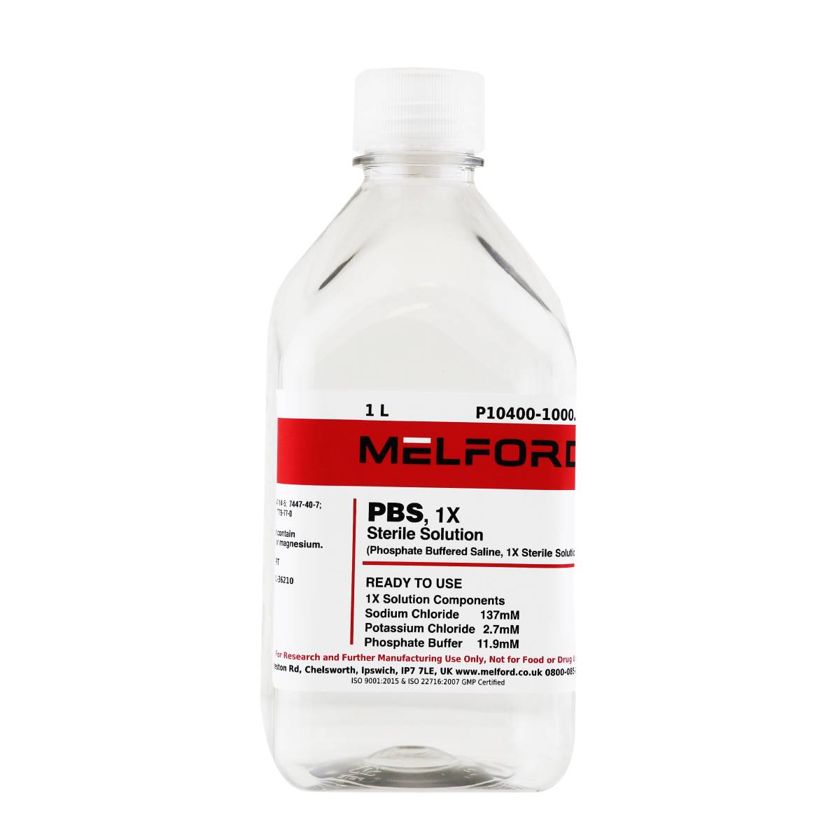 PHOSPHATE BUFFERED SALINE [PBS] 1X STERILE, 1 LITER