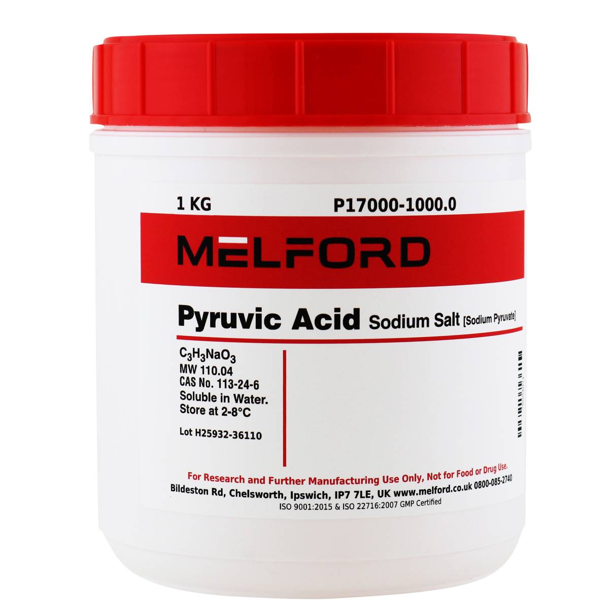 Pyruvic Acid Sodium Salt, [Sodium Pyruvate], 1 Kilogram