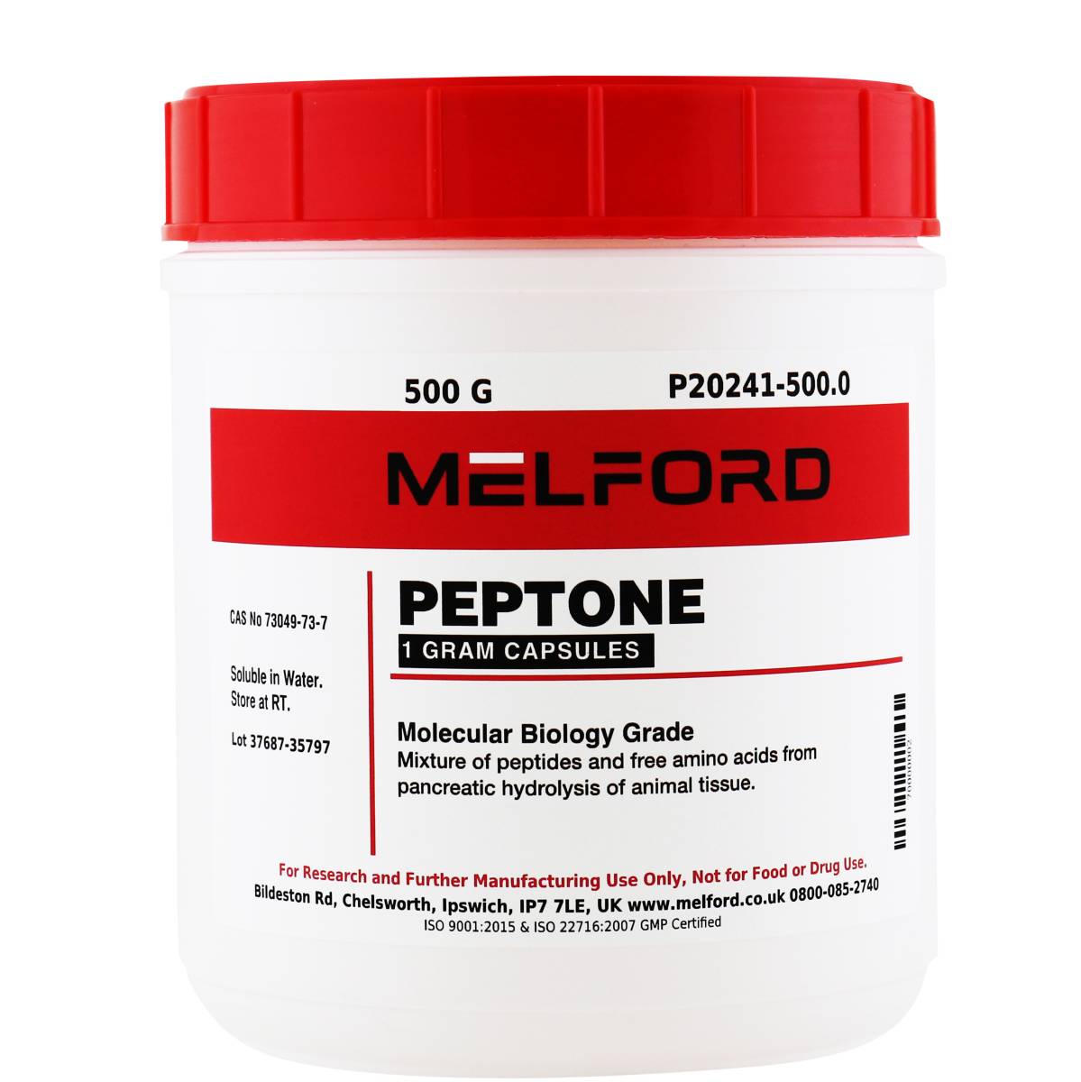 PEPTONE, 1 GRAM CAPSULES, 500 GRAM