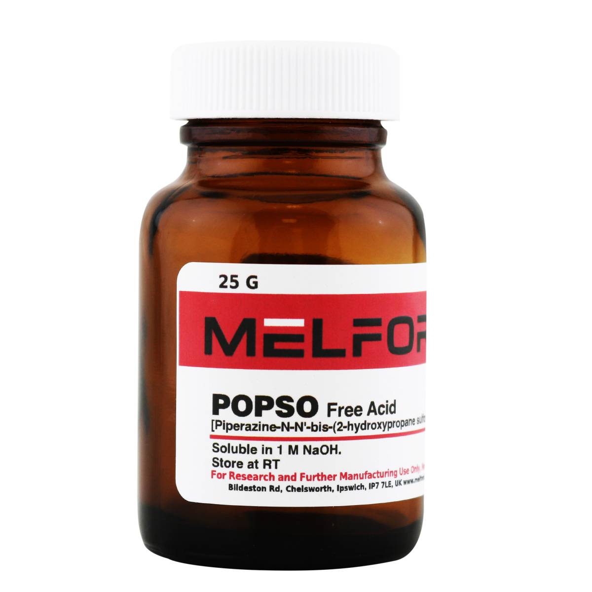 POPSO, Free Acid, [Piperazine-N-N'-bis(hydroxypropane sulfonic acid)], 25 Grams