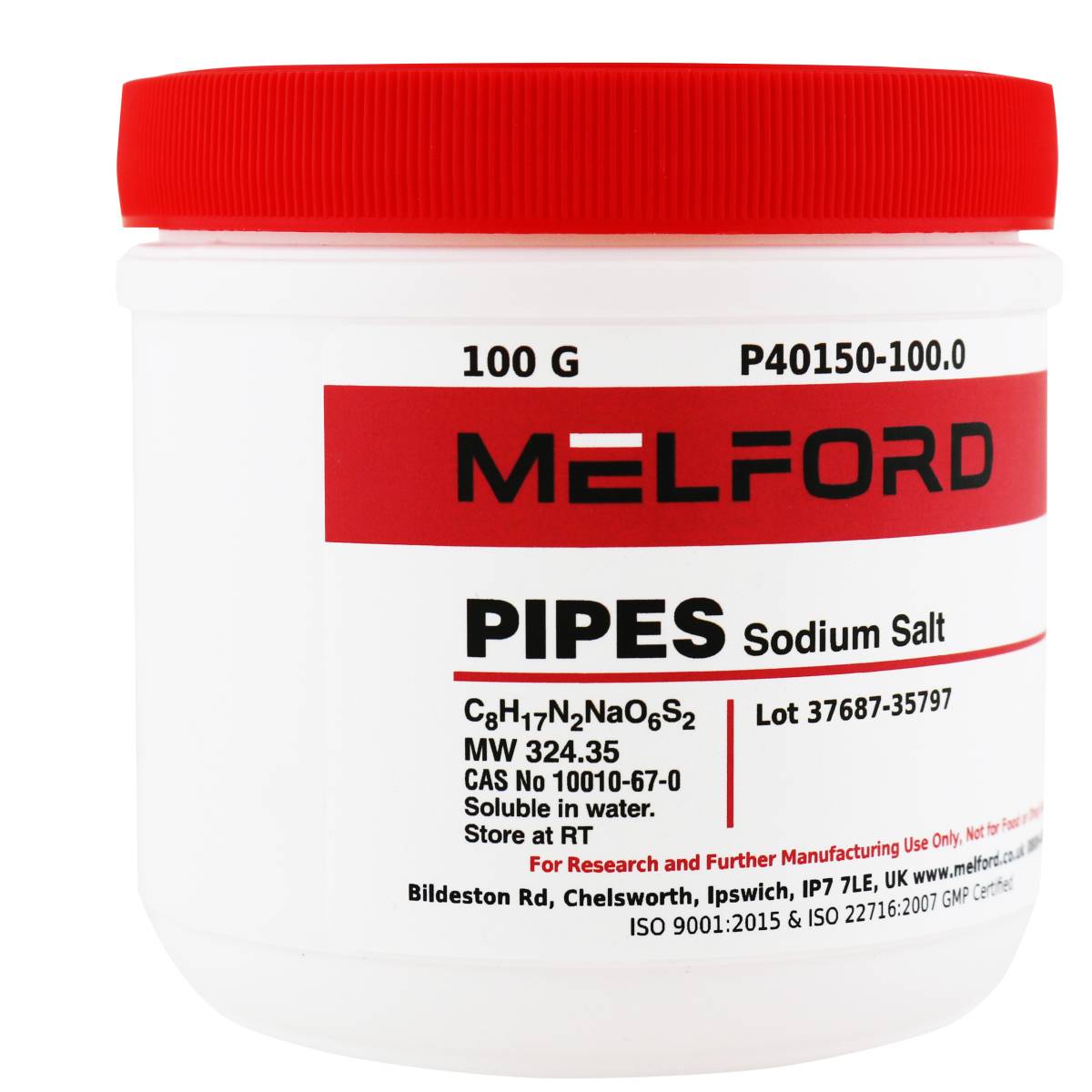 PIPES Sodium Salt, 100 Grams