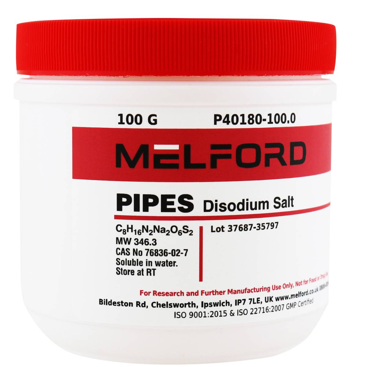 PIPES Disodium Salt, 100 Grams
