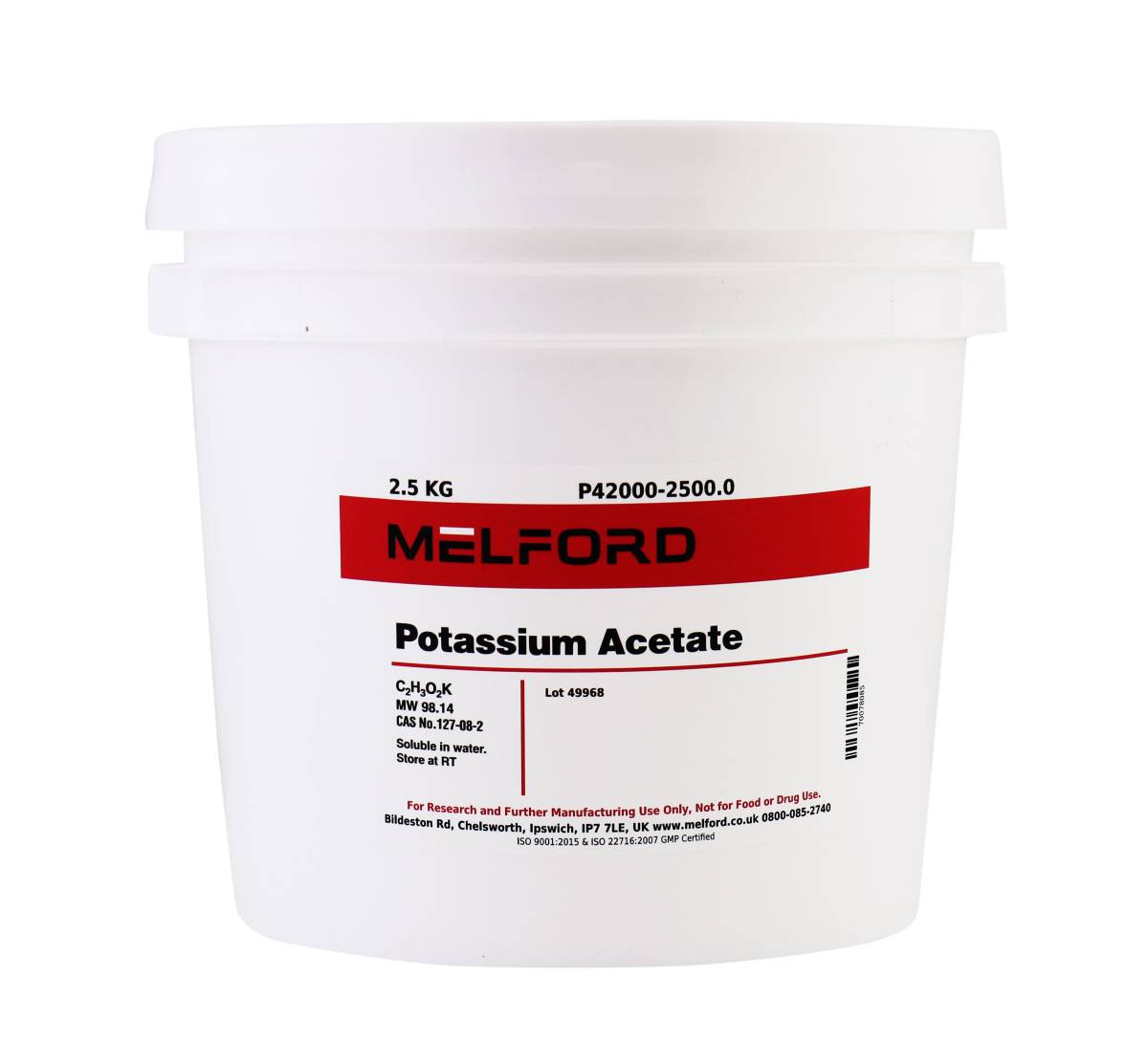 POTASSIUM ACETATE, 2.5 KILOGRAMS