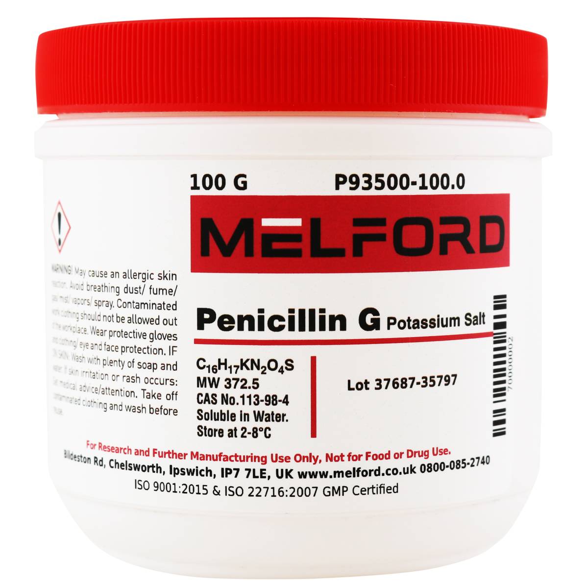 Penicillin G, Potassium Salt, 100 Grams