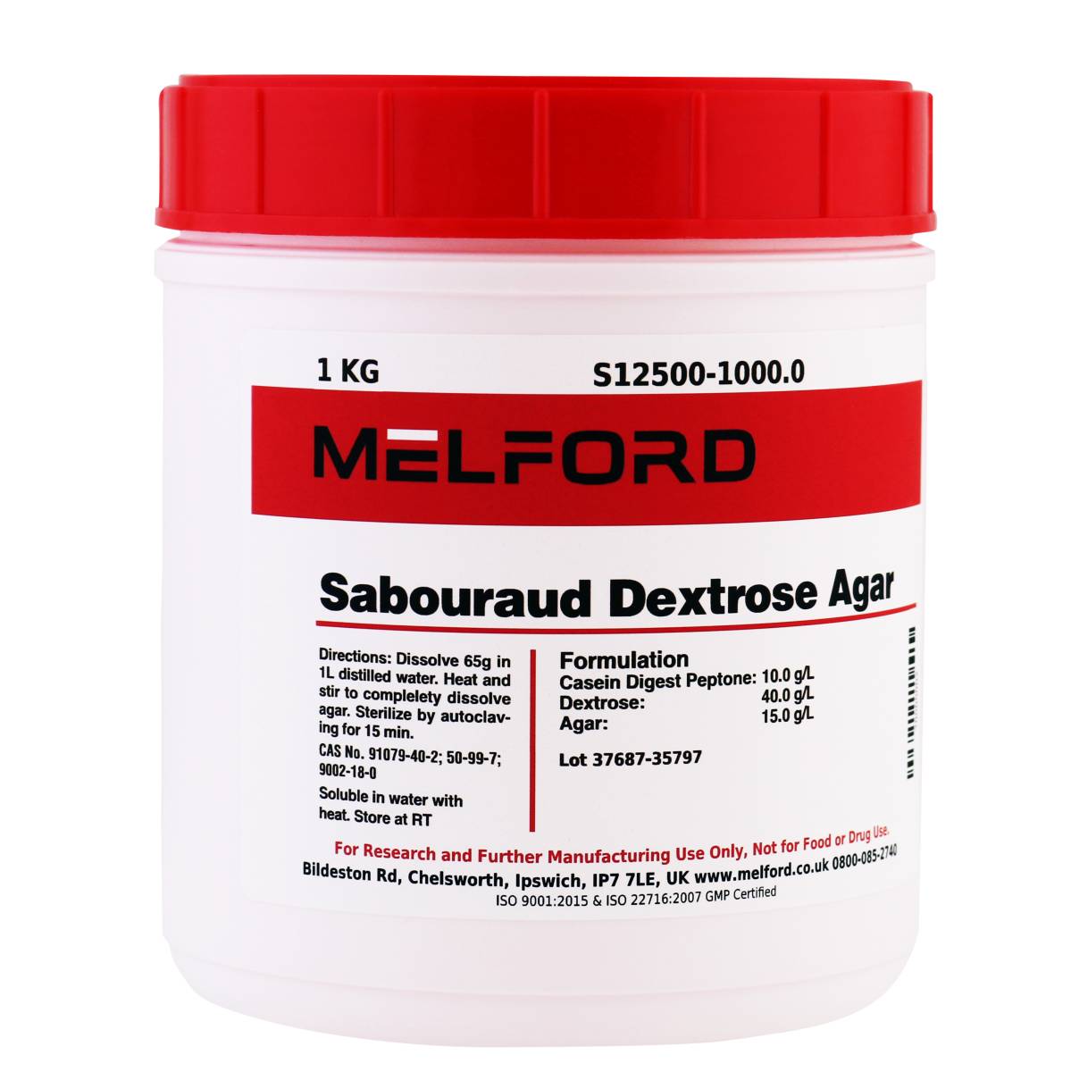 SABOURAUD DEXTROSE AGAR, 1 KILOGRAM