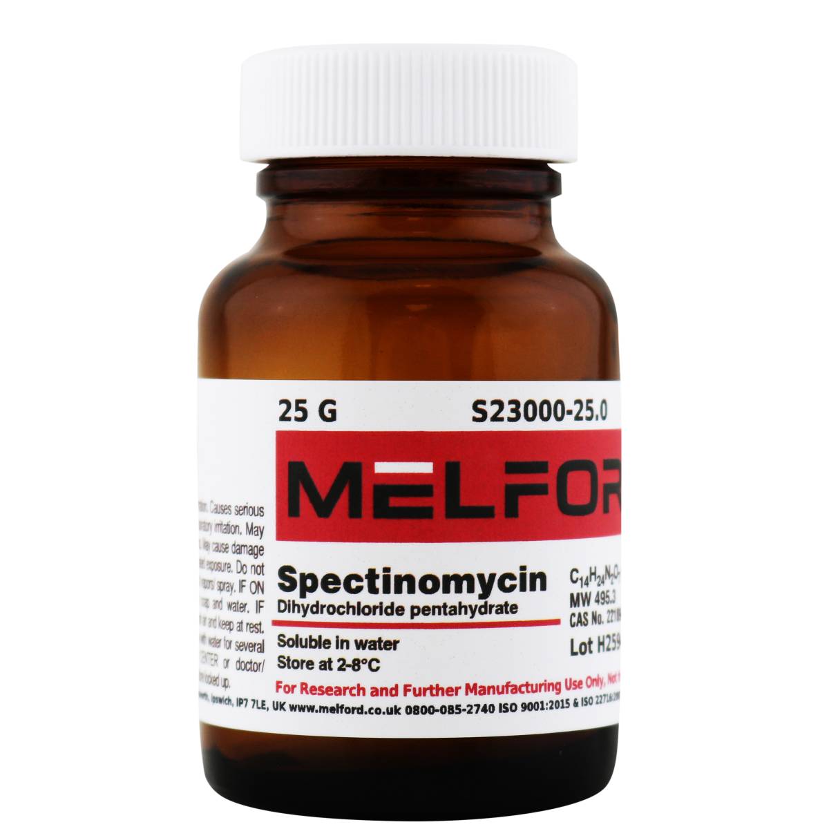 SPECTINOMYCIN DIHYDROCHLORIDE PENTAHYDRATE, 25 GRAM