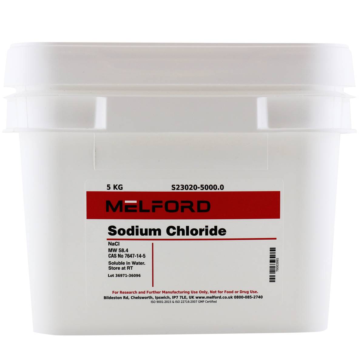 Sodium Chloride, 5 Kilograms
