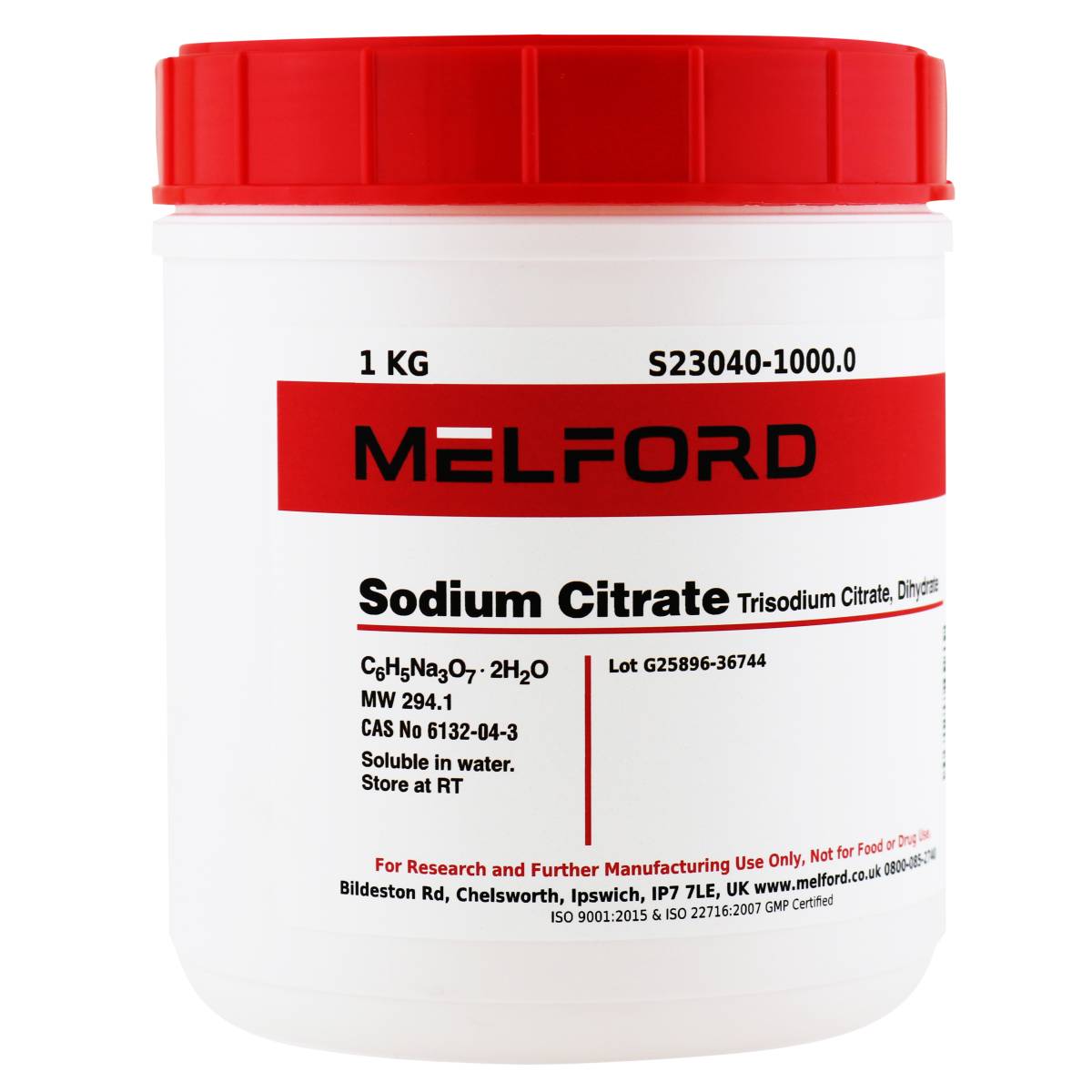 Trisodium Citrate, Dihydrate, [Citric Acid, Trisodium Dihydrate], 1 Kilogram