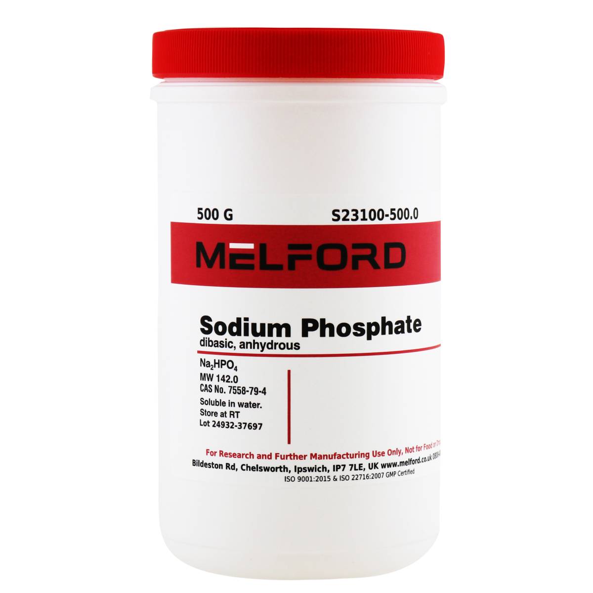 Sodium Phosphate Dibasic, Anhydrous, 500 Grams