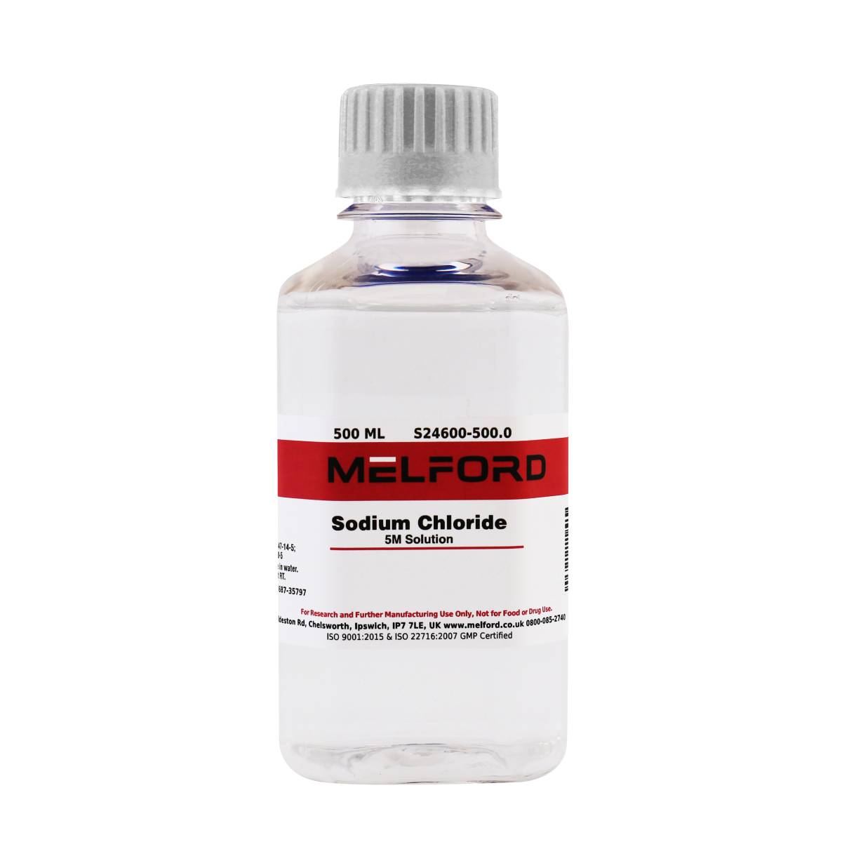 Sodium Chloride 5M Solution, 500 Milliliters