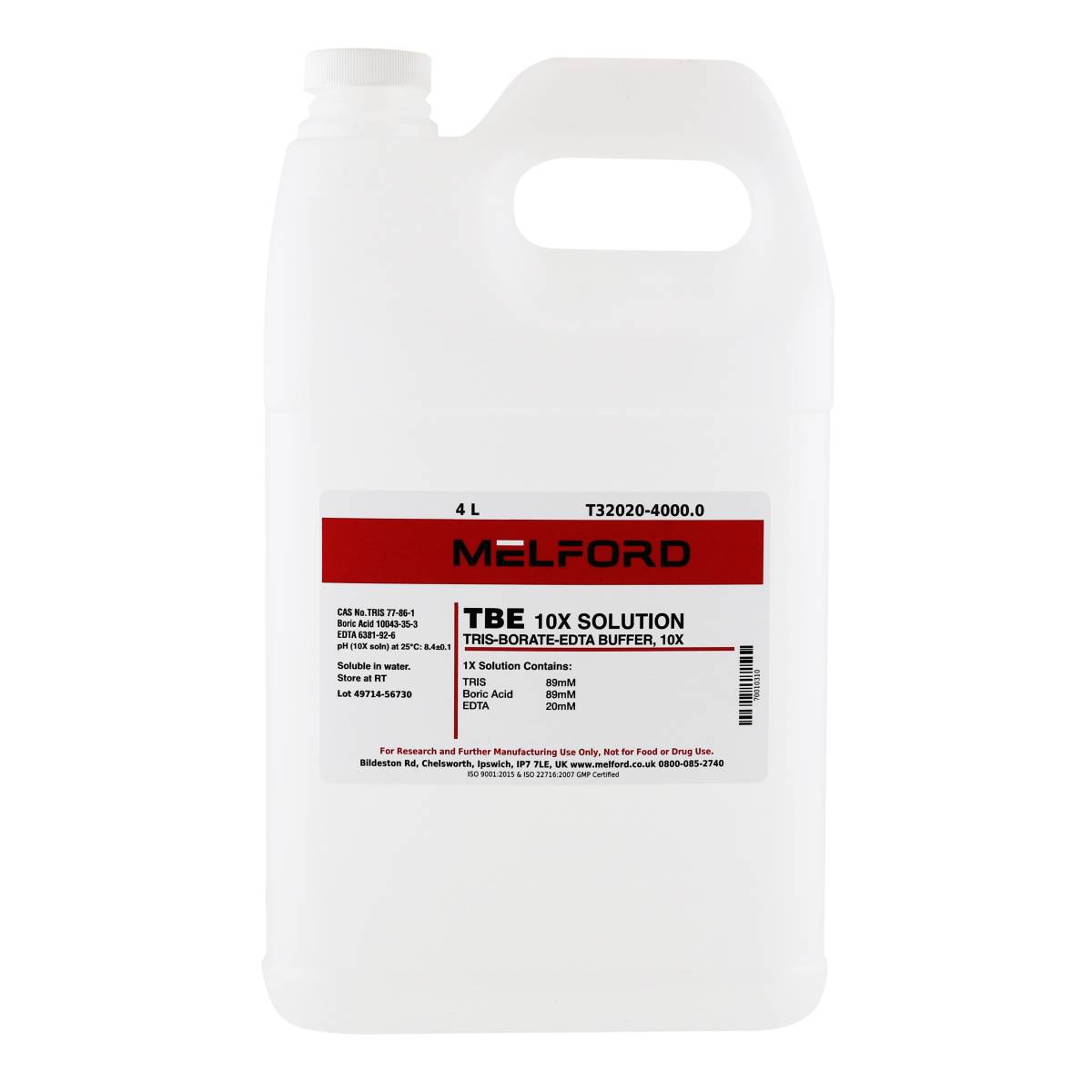 TRIS-BORATE-EDTA, 10X SOLUTION, 4 LITER