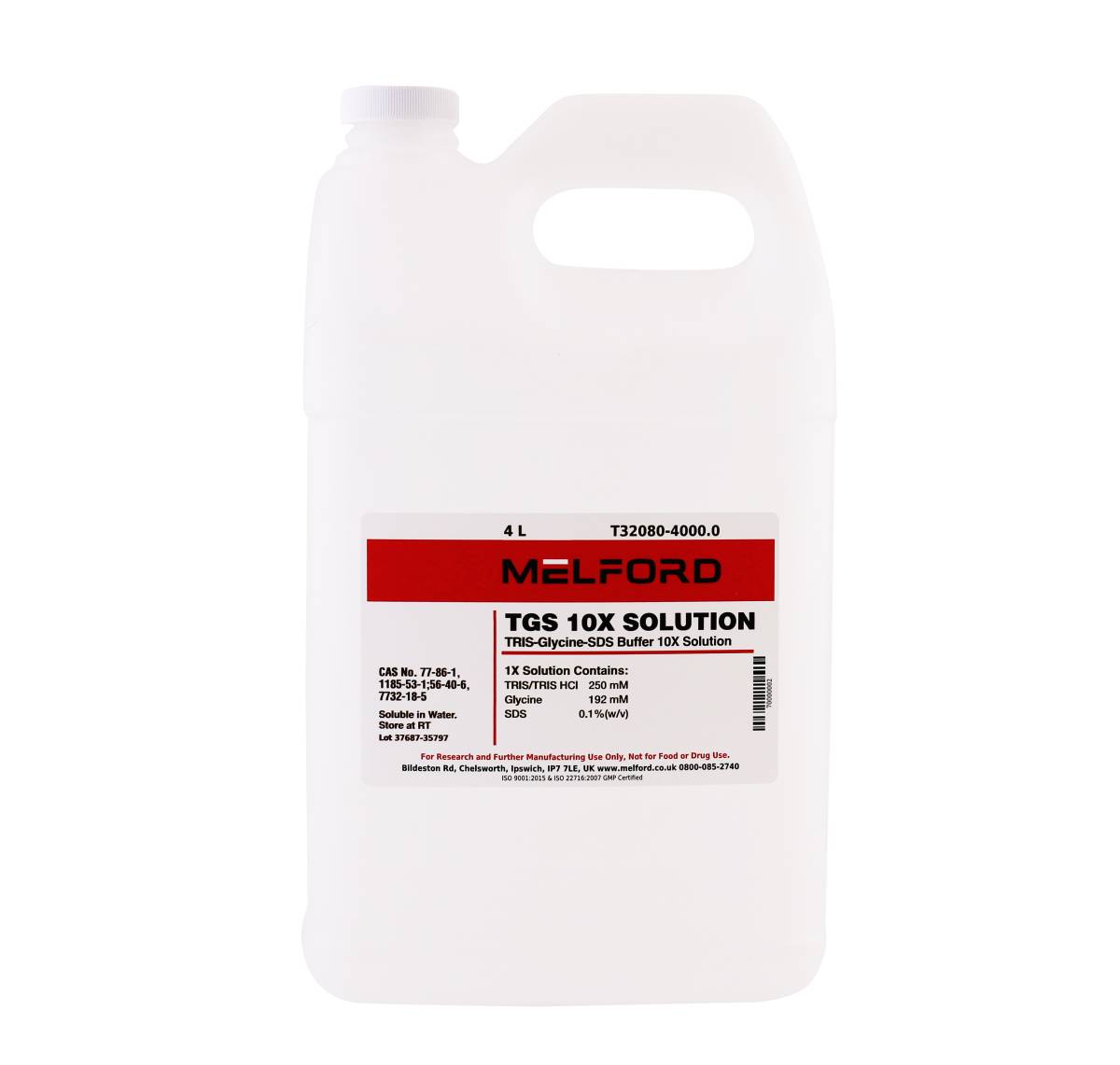 TGS 10X Solution [TRIS-Glycine-SDS Buffer 10X Solution], 4 Liters