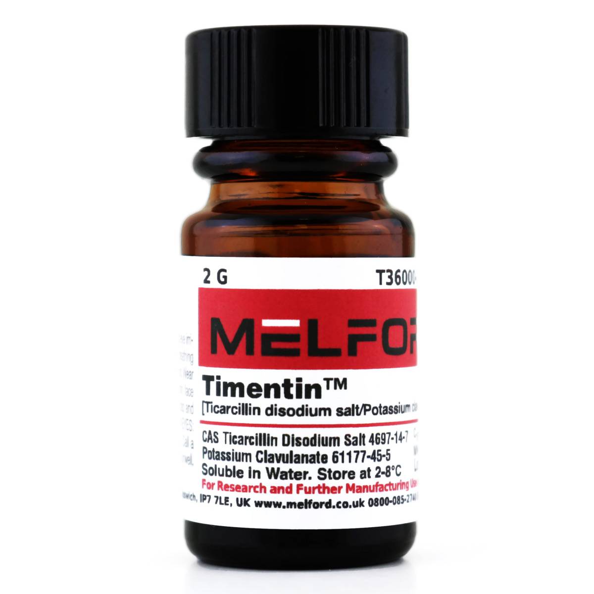 Timentin [Ticarcillin/Potassium Clavulanate Mixture 15:1 Ratio], 2 Grams