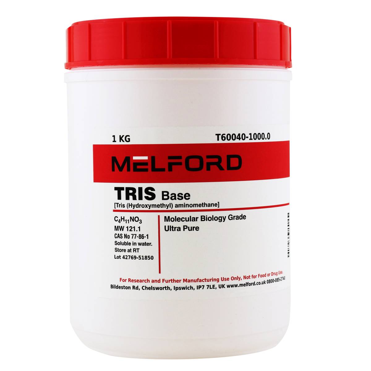 TRIS Base Ultrapure [Tris(hydroxymethyl) aminomethane], 1 Kilogram