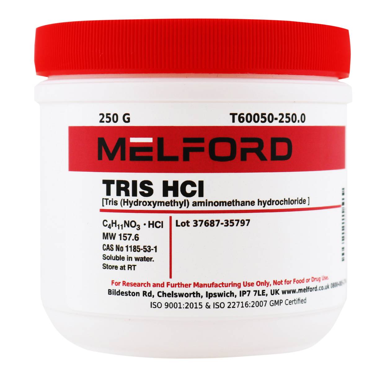 TRIS Hydrochloride [Tris(hydroxymethyl) aminomethane HCl], 250 Grams