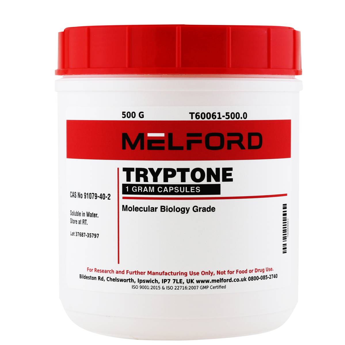 TRYPTONE, 1 GRAM CAPSULES, 500 GRAM