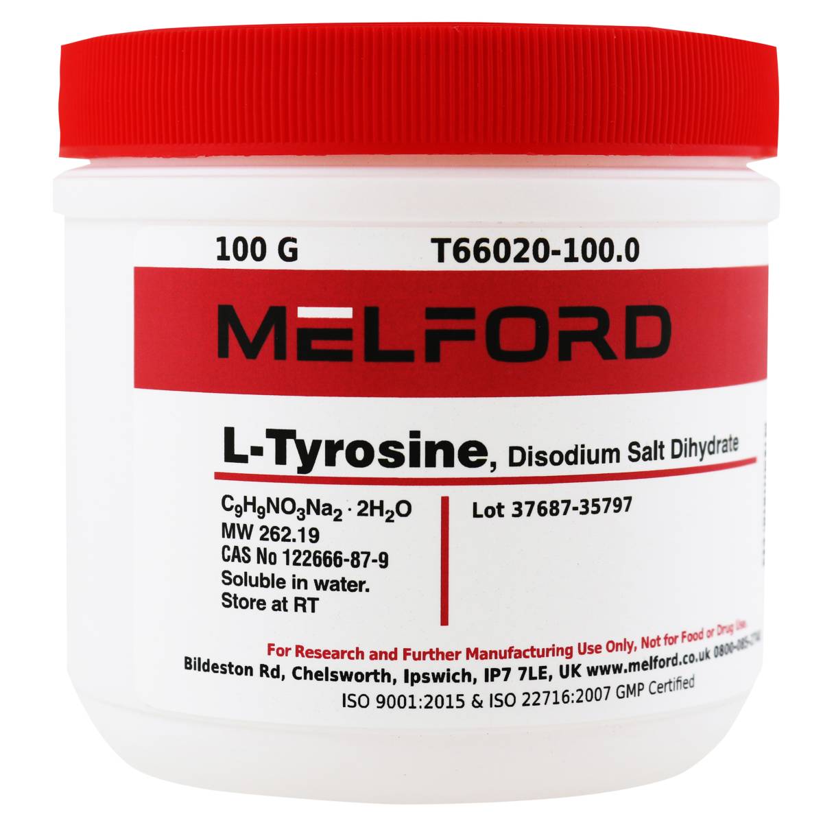 L-Tyrosine, Disodium Salt Dihydrate, 100 Grams