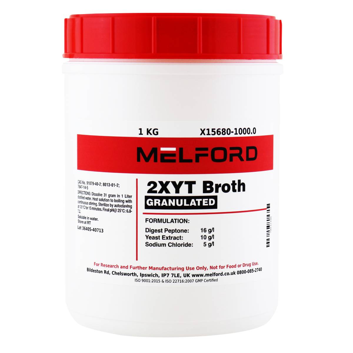 2XYT Broth, Granulated, 1 Kilogram