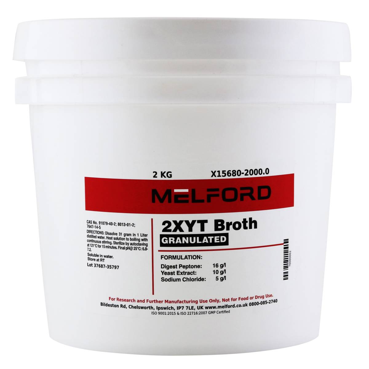 2XYT Broth, Granulated, 2 Kilograms