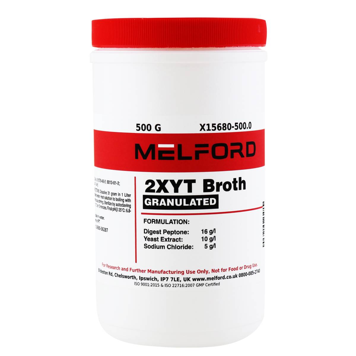 2XYT Broth, Granulated, 500 Grams