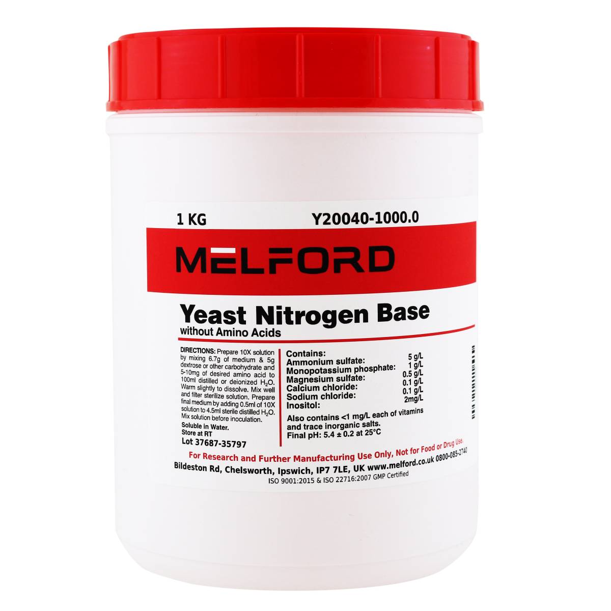 Yeast Nitrogen Base without Amino Acids, 1 Kilogram